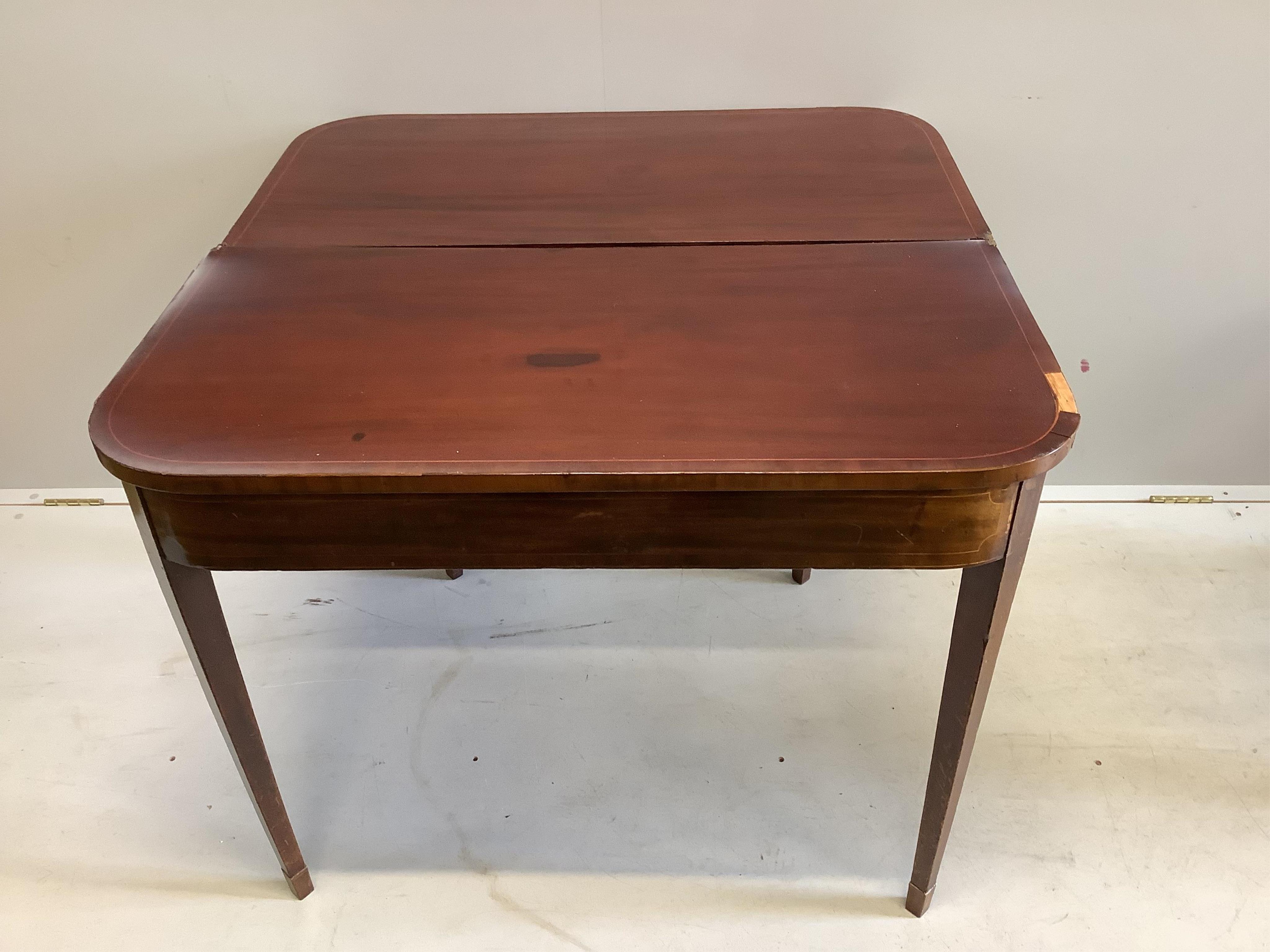 A Regency mahogany tea table, width 92cm, and a mahogany carver, width 55cm. Condition - fair